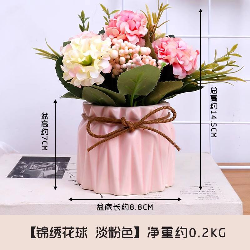 Avec fleur artificielle en céramique rose pot