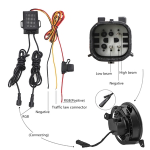 Şeytan göz Rgb Led aydınlatma otomatik far cep telefonu App 9 inç yuvarlak Led kafa jip için lamba Wrangler Jl 9 'rgb far - Product Image 6