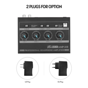 AMP-14 4-Channel <strong>Headphone</strong> Amplifier Compact Stereo <strong>Headphone</strong> Amp <strong>with</strong> <strong>RCA</strong>/6.35mm/3.5mm <strong>Input</strong> Volume Control - Product Image 3