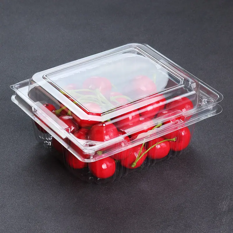 Vente en gros de récipients transparents jetables pour animaux de compagnie inviolables Boîte à clapet transparente en plastique Boîte d'emballage pour salade de fruits