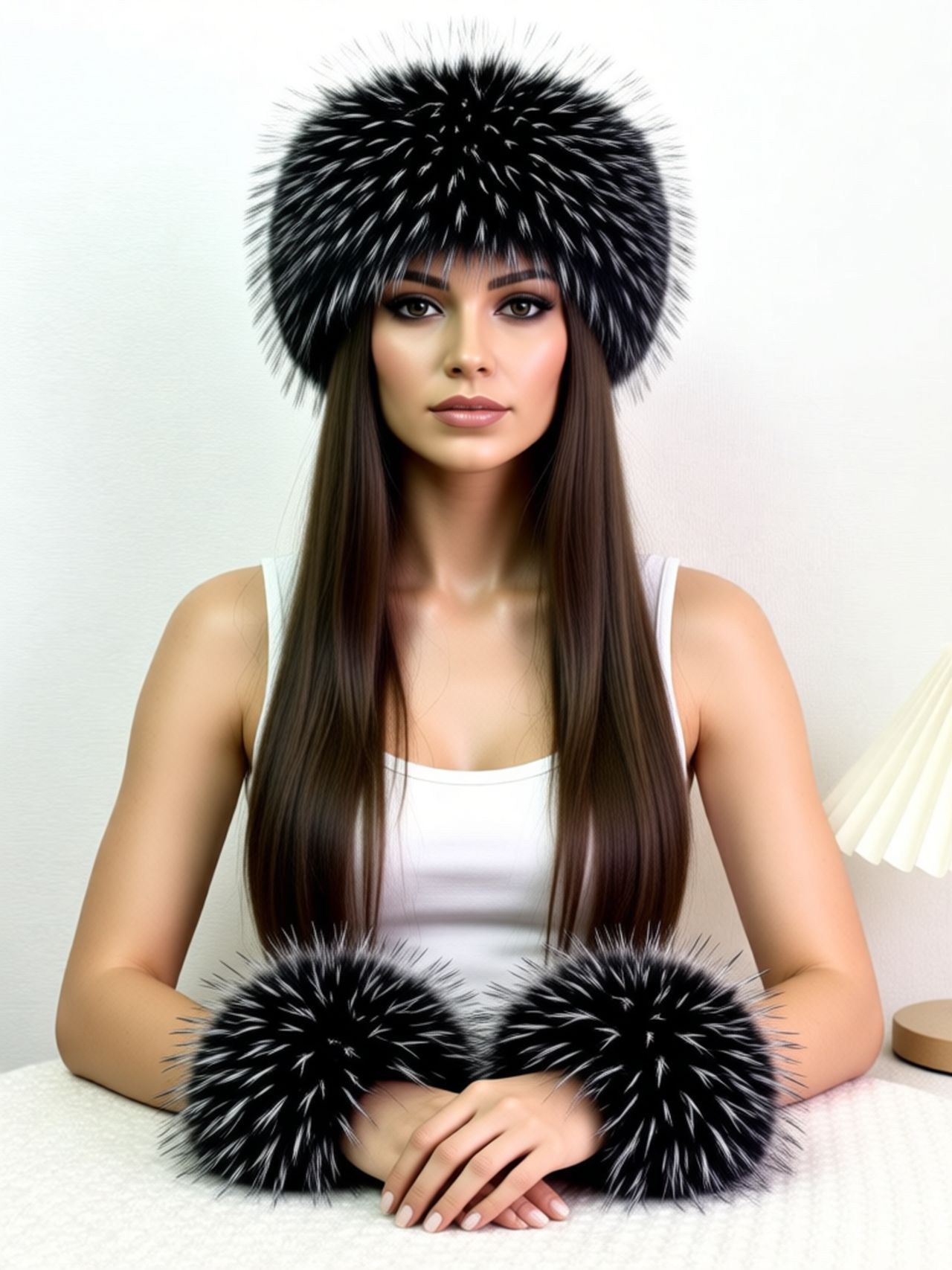 Bracciale fascia per capelli con base nera e punta bianca