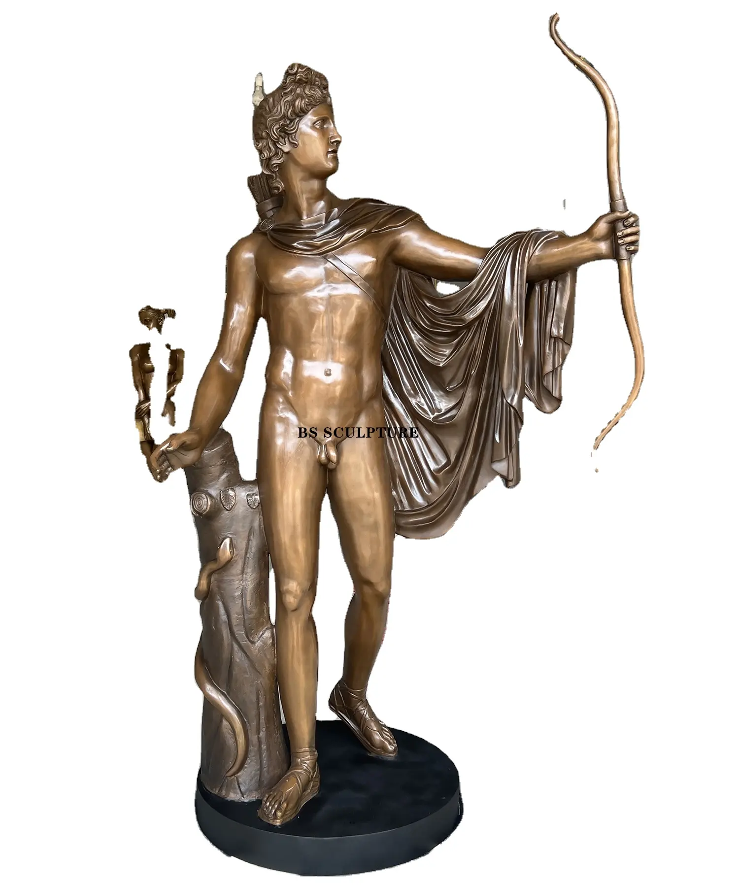 Estatuilla de bronce de Apolo de tamaño real, estatua de escultura de latón de Dios de la mitología griega