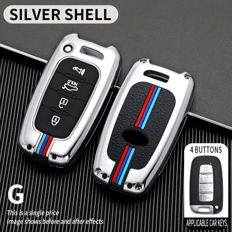 Modello G, custodia singola argentata a quattro pulsanti.