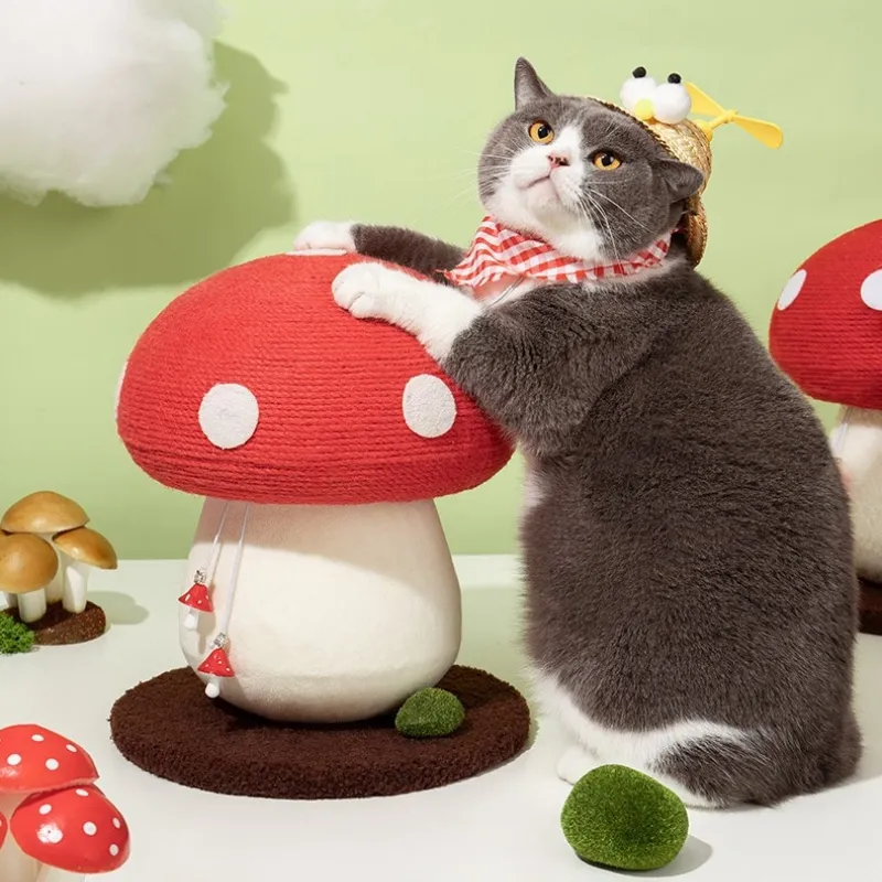 गर्म बिकने वाला मशरूम के आकार का बिल्ली चढ़ाई वाला फ़्रेम सिसल बिल्ली चढ़ाई कॉलम पंजा खरोंच खिलौना