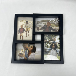 Toptan Modern stil Minimalist siyah plastik resim çerçevesi kare 4 adet yatay ve dikey kullanım için yapışık fotoğraf duvar seti - Product Image 5