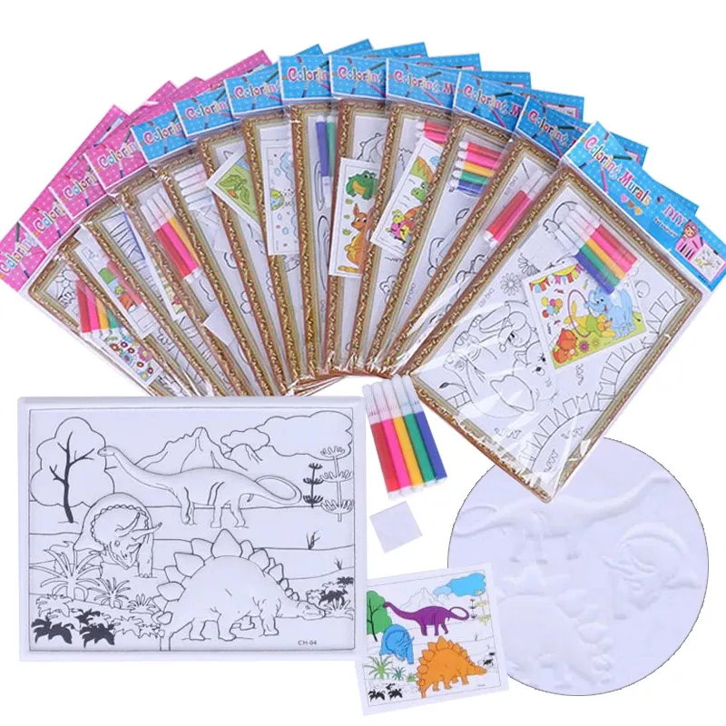 Pintura en relieve de dibujos animados para niños, juguete educativo Montessori personalizado de PVC con bolígrafos para colorear