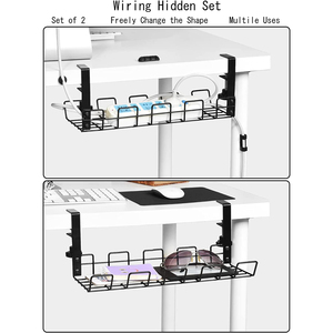 2 Pack Under Desk <strong>Cable</strong> Management Tray No-Drill <strong>Cable</strong> Basket Cord Organizer for <strong>Tidying</strong> up <strong>Cable</strong> - Product Image 2