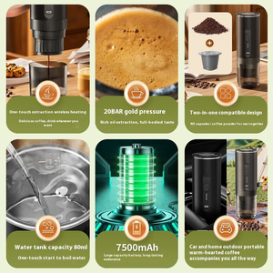 2 trong 1 đi bộ đường dài xách tay máy pha cà phê không dây chức năng sưởi ấm Cắm Trại Ngoài Trời Mini Máy pha cà phê - Product Image 5