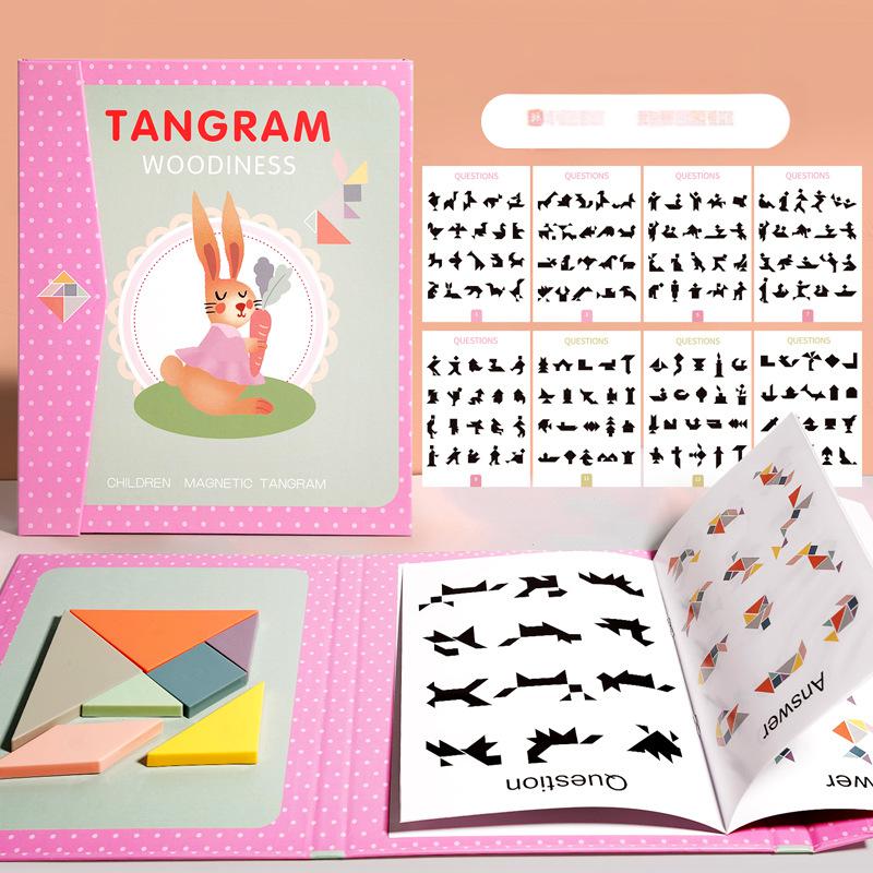 Petit tangram rose + pièces en plastique