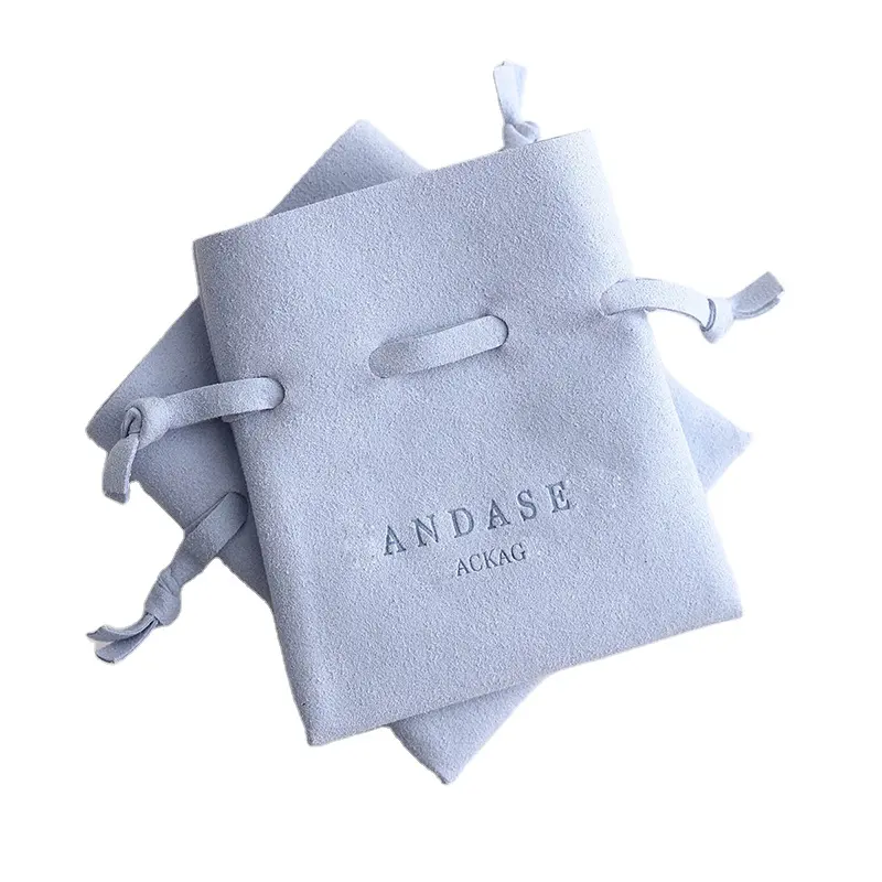 Bán Buôn Cao Qualtity Đồ Trang Sức Quà Tặng Nhung Pouch Biểu Tượng Tùy Chỉnh Dây Kéo Sợi Nhỏ Da Lộn Túi Da