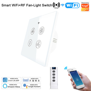 LEDEAST WS-EU-FL Tuya APP WiFi akıllı tavan işık duvar dokunmatik anahtarı Wifi + RF433 akıllı Fan ışık anahtarı - Product Image 3