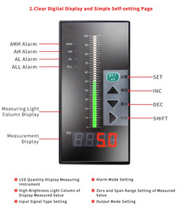 Controlador de temperatura AC220V con salida de 4 relés Controlador de pantalla digital Indicador de nivel de agua