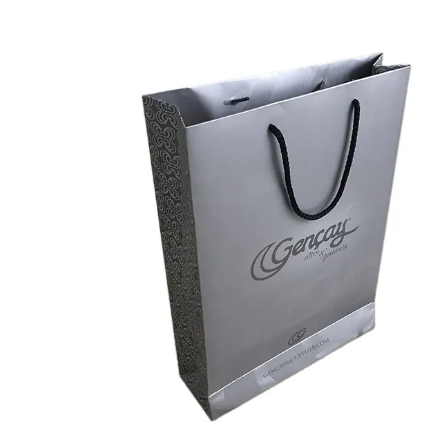 Bolsa de papel Popular de cartón blanco, regalo de alta calidad, Impresión de logotipo personalizado, bolsas de papel Kraft, promoción de la empresa
