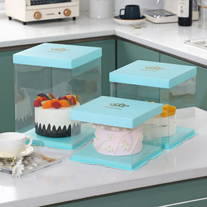 Özel tasarım plastik temizle kek ambalajı kutuları PET şeffaf taşıyıcı kek kurdelalı kutu Boite De Gateau - Product Image 4