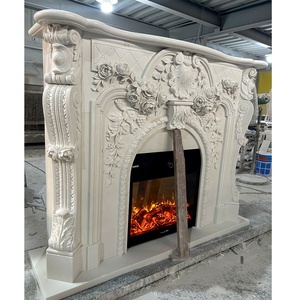 Kunden spezifische natürliche weiße Marmor Stein Kamin Skulptur Dekoration handgemachte Schnitzerei Marmor Kamin Surround Mantel - Product Image 4
