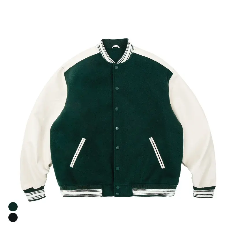 Tùy Chỉnh Varsity Áo Khoác Sẵn Sàng Để Tàu Đen Bóng Chày Áo Khoác Nam Của Anh Thời Trang Đường Phố 350gsm Dày Fleece Varsity Áo Khoác