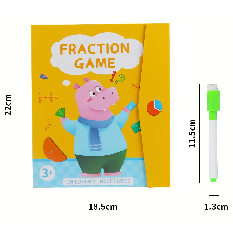 Kids Montessori Magnetic Fractions Learning Math Toys Magnetic Fraction Learning Book with Pen for Children