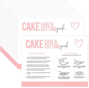 Hot niêm phong bánh chăm sóc hướng dẫn Thẻ Làm thế nào để thực hiện và cắt bánh của bạn hướng dẫn Thẻ cho kinh doanh nhỏ Bánh hộp - Product Image 6