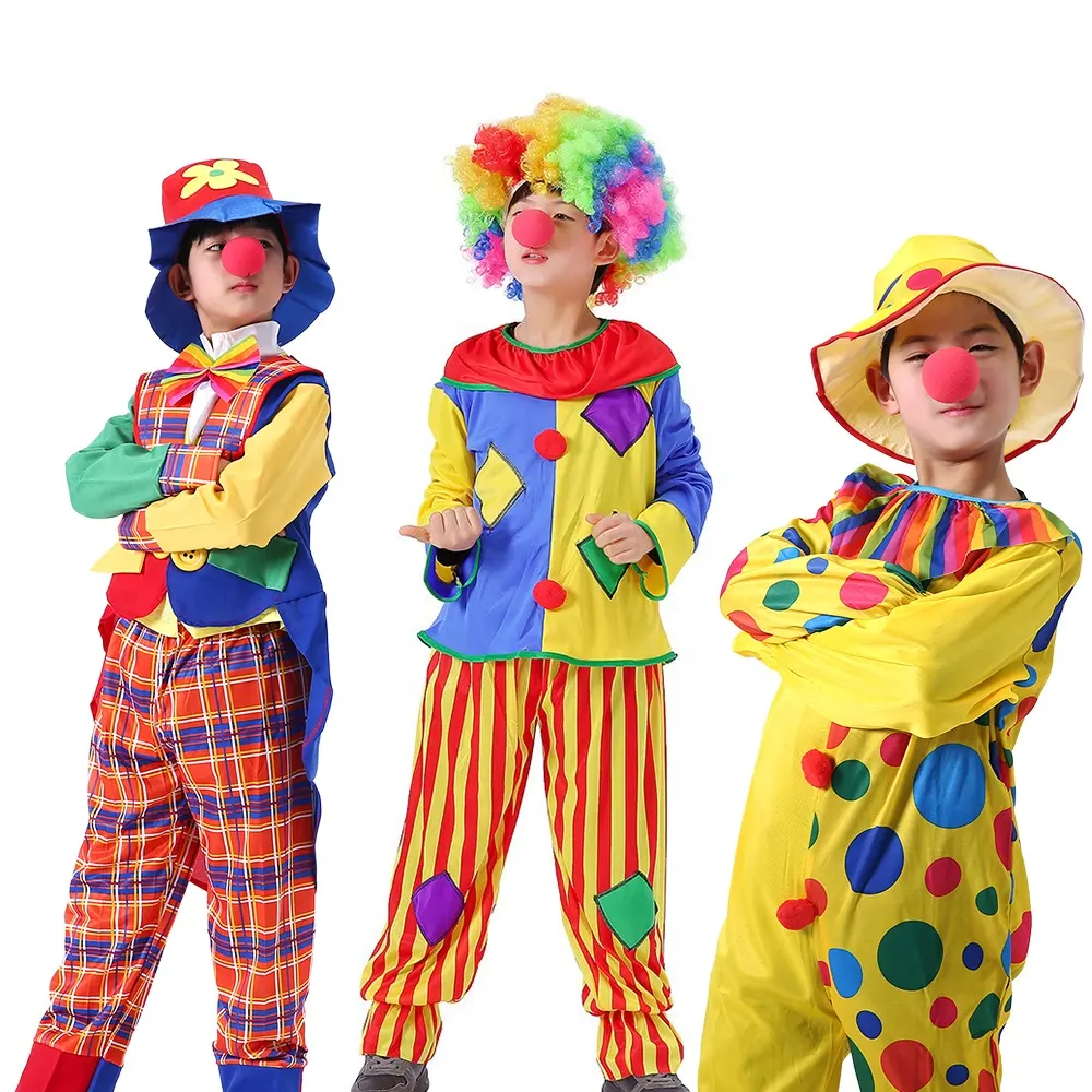 Halloween Cosplay Cirque Drôle Clown Costume Vêtements Carnaval Fête Déguisement Clown Costume Pour Enfants