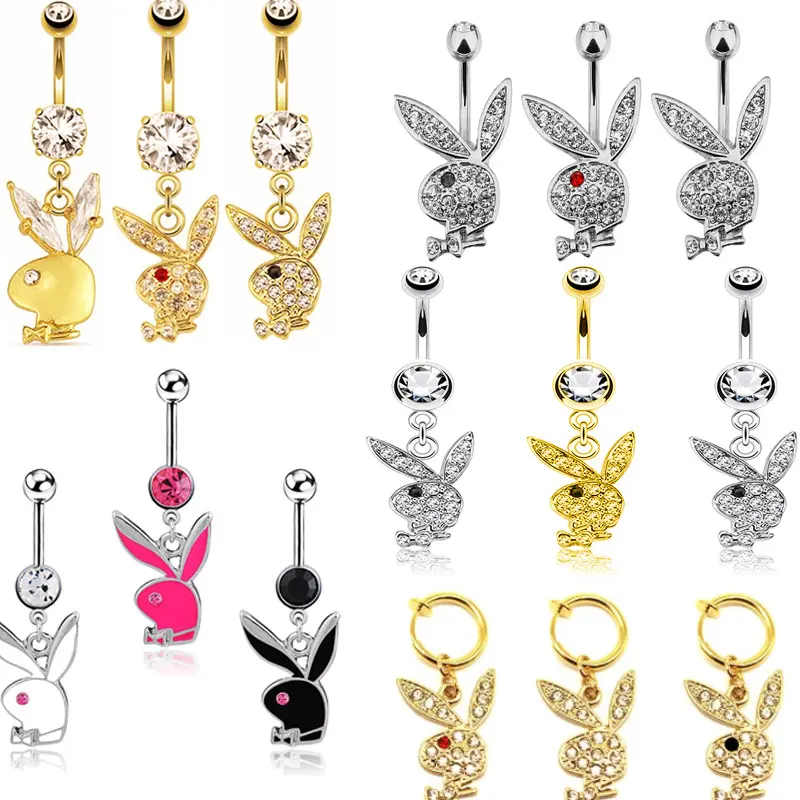 Fashion jewelry Body chain Stainless steel Anti-allergy rabbit belly button piercing jewelry Belly rings wholesale