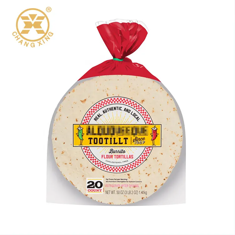 Bolsa de envolturas de plástico para tortillas de diseño personalizado, embalaje de celofán, almacenamiento de alimentos, Roti Chapati, pan, pan, bolsa de embalaje