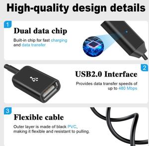 USB2.0 erkek 3 USB A dişi Splitter kablo desteği dizüstü bilgisayar için veri aktarımı, USB klavye, Flash sürücü (1 in 3 Out) - Product Image 3