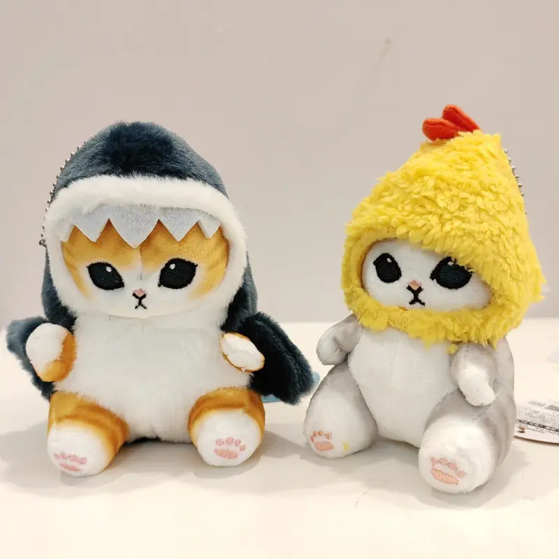 Atacado Kawaii Japonês Tempura Camarão Frito De Pelúcia Keychain Tubarão Gato Brinquedos De Pelúcia