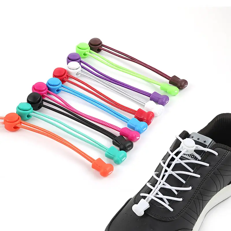 Elastic No Tie Shoelaces Sneakers Elastic Shoelaces for Kids and Adult Color Round Lazy Lace Buckle Free Laces One Size Fits All