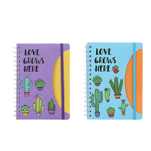 Cactus fantasia Design stampa punteggiata A5 taccuino Logo personalizzato PP PVC diario rilegato a spirale per studenti e Business fascia elastica - Product Image 1