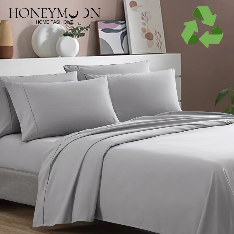 Drap de lit en Polyester avec drap, style de luxe, tissu plat ajusté, 100%