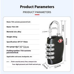 TSA 007認証4桁キーコンビネーション南京錠カスタム亜鉛合金ロッククロスボーダー配送用卸売りメーカー別
