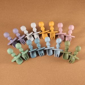 Set sendok makan bayi, perlengkapan menyapih bayi sendok garpu silikon Led untuk Orok - Product Image 5