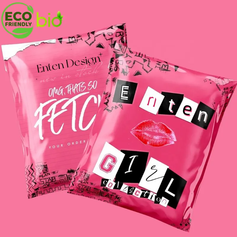 Personalizado poli mailer para roupas rosa à prova de água embalagem reciclável envelope correio transporte plástico pacote saco para roupas