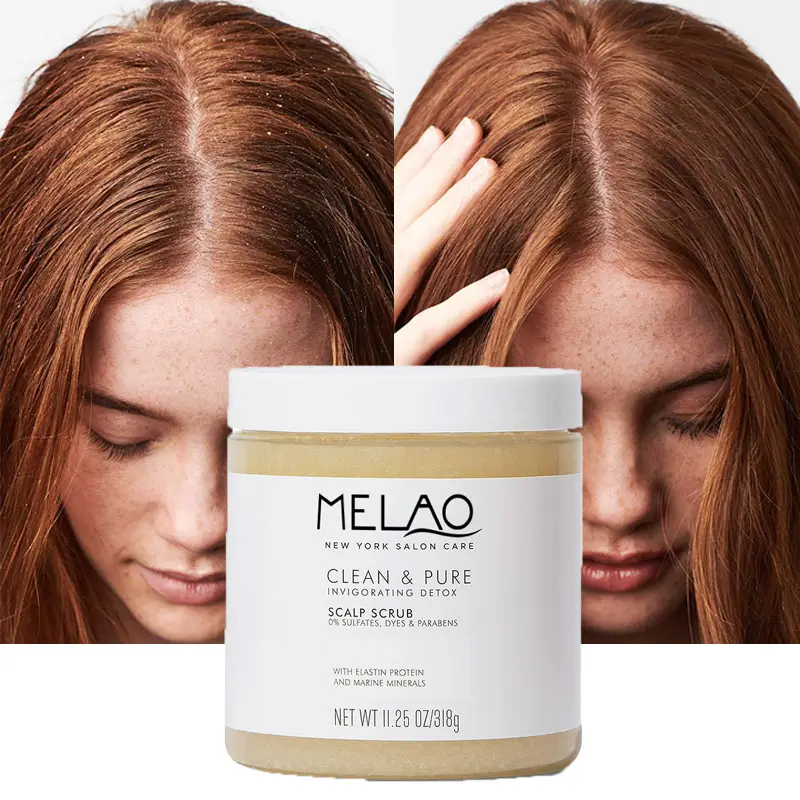 MELAO 100% النقي الطبيعي التقشير الشعر مدلك فرك الشعر غسل ملح بحر الشامبو فروة الرأس فرك مقشر