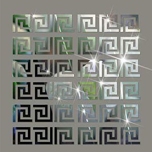 Üretim toptan Modern geometrik yunan anahtar desen 3D akrilik ayna duvar Sticker