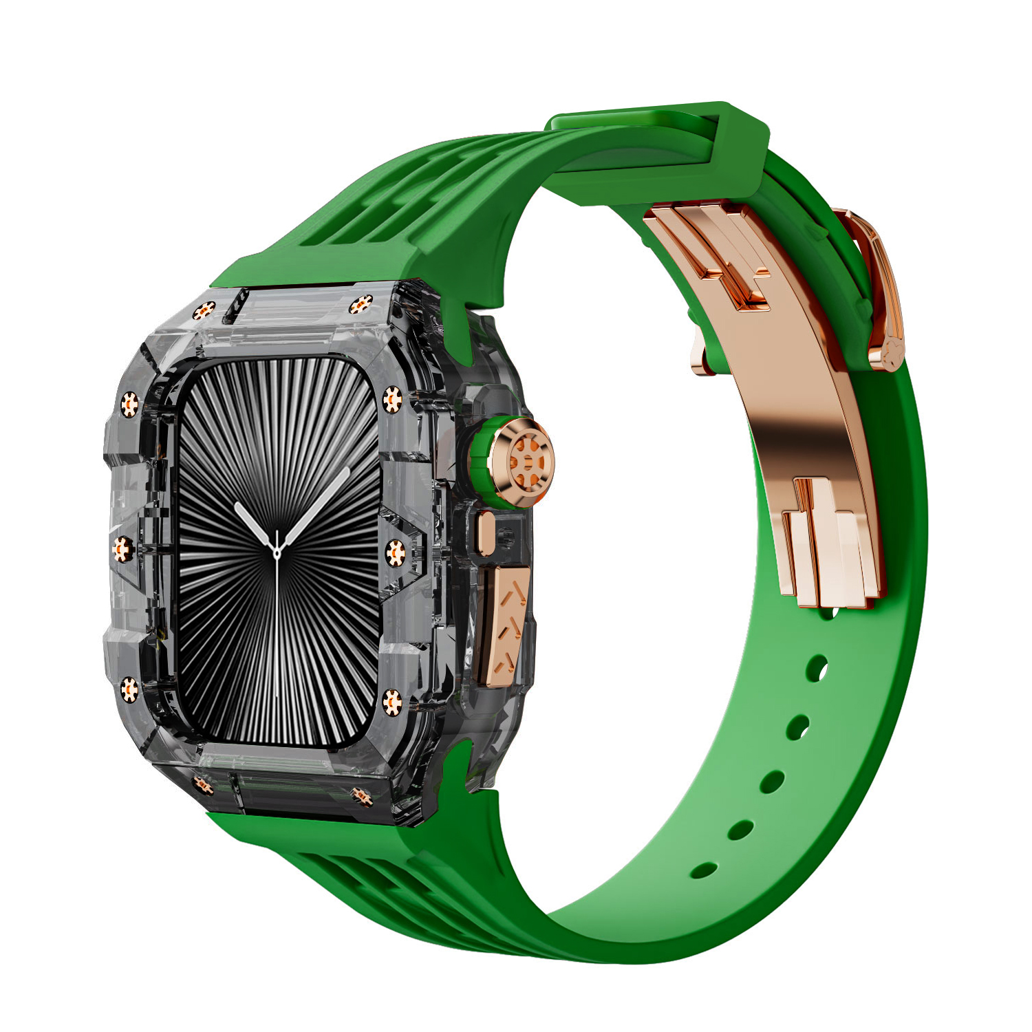 (Transparent Black)(Rose Gold Button) Green