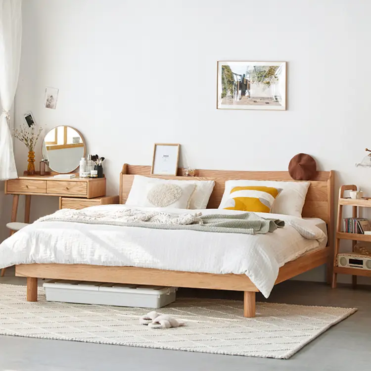Muebles de dormitorio modernos de nuevo diseño, camas individuales de tamaño King y Queen, de madera