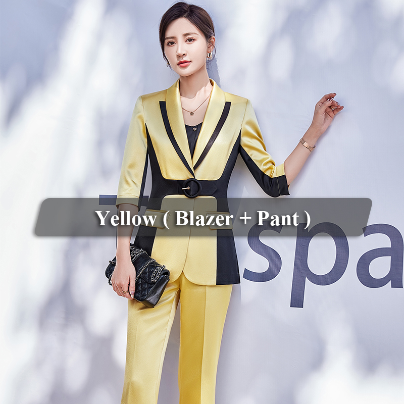 2 piezas amarillo traje de pantalón