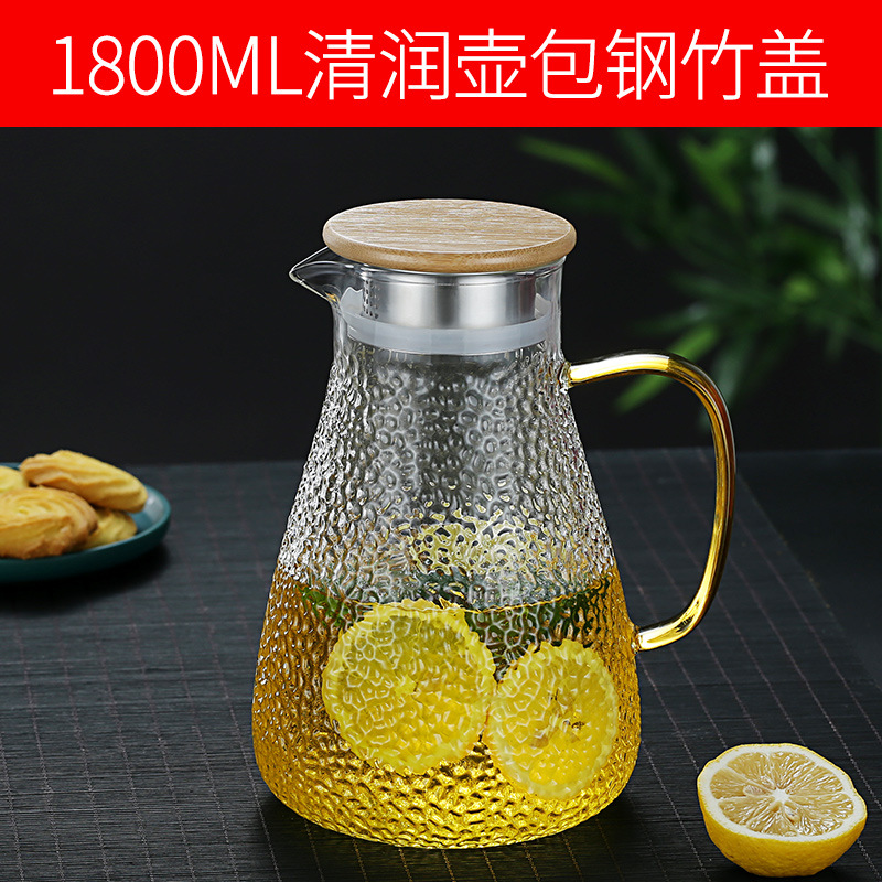 1800ml Large Pattern Teapot with Bamboo and Steel Lid