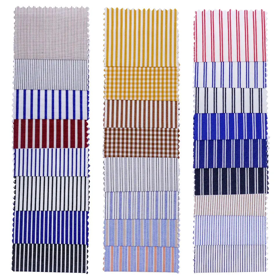 Precio por metro de material textil personalizado de rayas casual teñido de hilo 100% algodón tela de la camisa