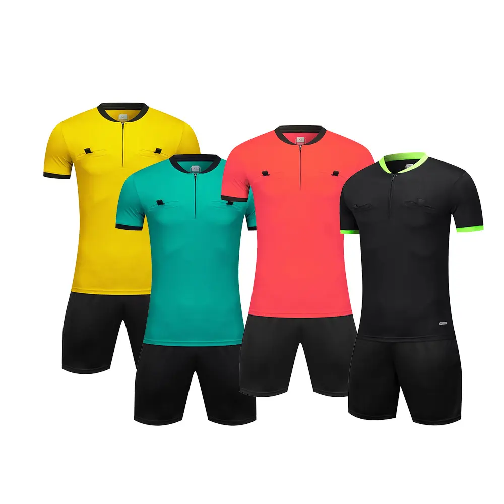 Uniforme de futebol masculino para treinamento de árbitro, roupa esportiva de manga curta, roupa esportiva de poliéster com estampa digital, conjuntos de esportes infantis de inverno