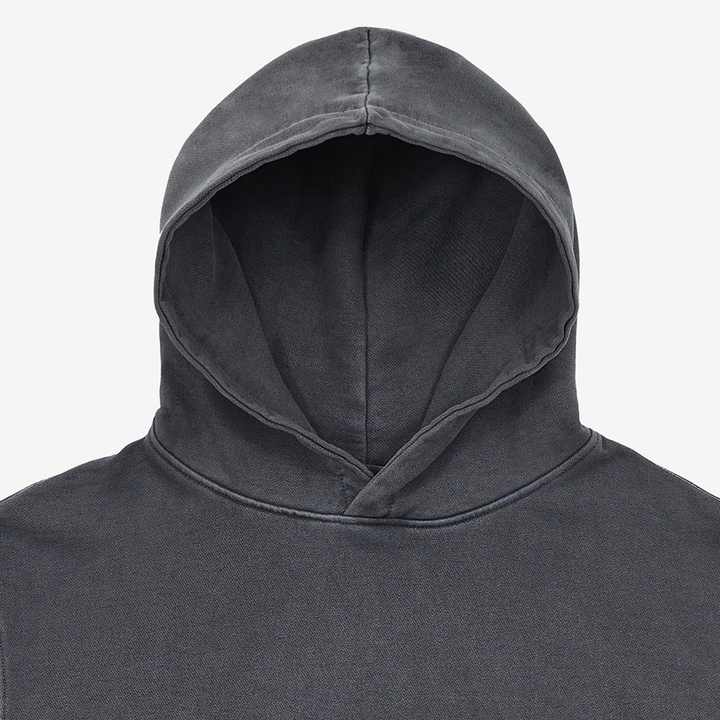 100% Katoen 400 Gsm Zwaar Gewicht Distressed Zwart Zuur Gewassen Hoodie Blanco Heren Pullover Vintage Winter Hoodies