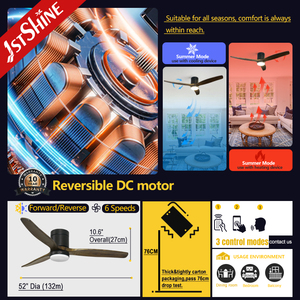 พัดลมเพดาน LED 1stshine จัดส่งเร็ว3วันเพดานต่ำพัดลมเพดานไม้ปรับแสงได้
