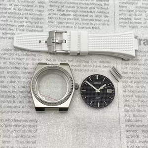 P/R/X/ 40mm Silver Stainless Steel Watch Case Colorful Rubber Strap and 31.8mm Dial+Hand Suitable for NH35/NH36 Movement
