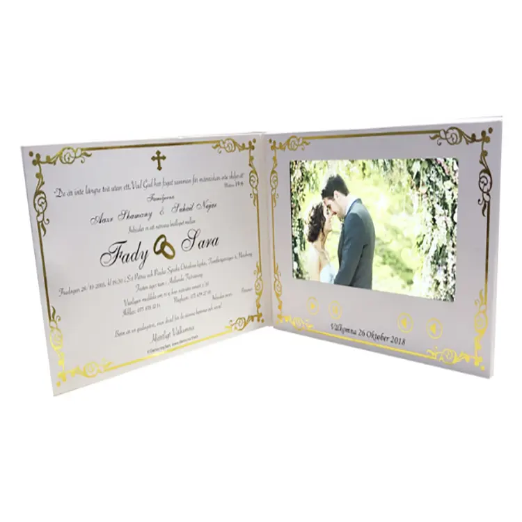 custom digital lcd tft screen 4.3 5 7 10.1 video brochure print wedding invitation card