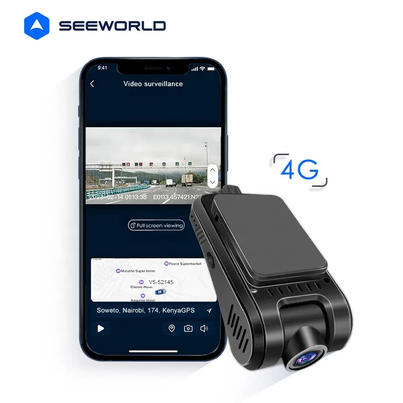 SEEWORLD ön 140 derece ayna kara kutu 4G Dash kam Video kaydedici kamera Sim kart ile araba için