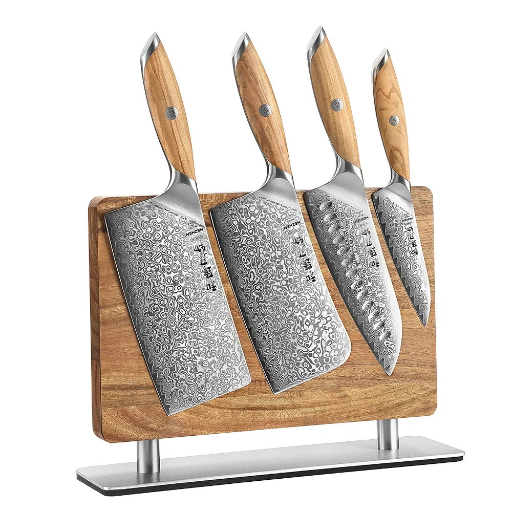 Nuovo supporto per coltello magnetico a doppia faccia espositore Nature Acacia legno portaoggetti da cucina forte magnete