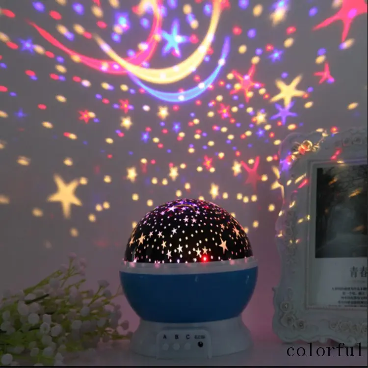 Bonito ufo forma estrelas céu estrelado led luz noturna sonho 360 graus rotativo automático projetor lâmpada