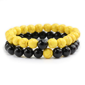 ขายร้อนสีขาวสีฟ้าคราม/นิลหยก8มิลลิเมตรลูกปัดสร้อยข้อมือหินธรรมชาติเครื่องประดับผู้ชายคู่ลูกปัดสร้อยข้อมือ - Product Image 6