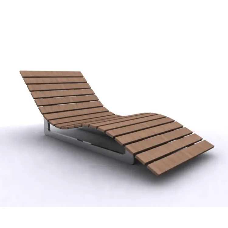 Swimmingpool Beach Recliner Holz stuhl Sun Lounger Steel Outdoor Curved Bench